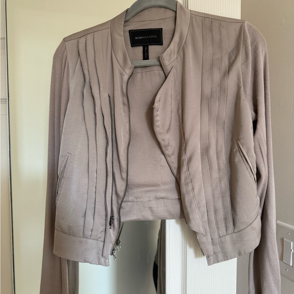 BCBGMaxAzria Women's Beige Light Sweater Jacket
